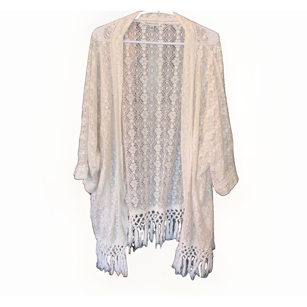 American Eagle RomanticLace Tassle Hem Bohemian Festival Kimono Cardigan L/XL